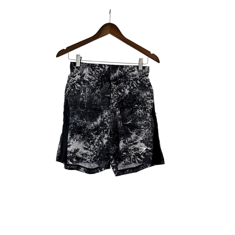 Gymshark Mens Black White Abstract Print Athletic Training Shorts Small A1B3L